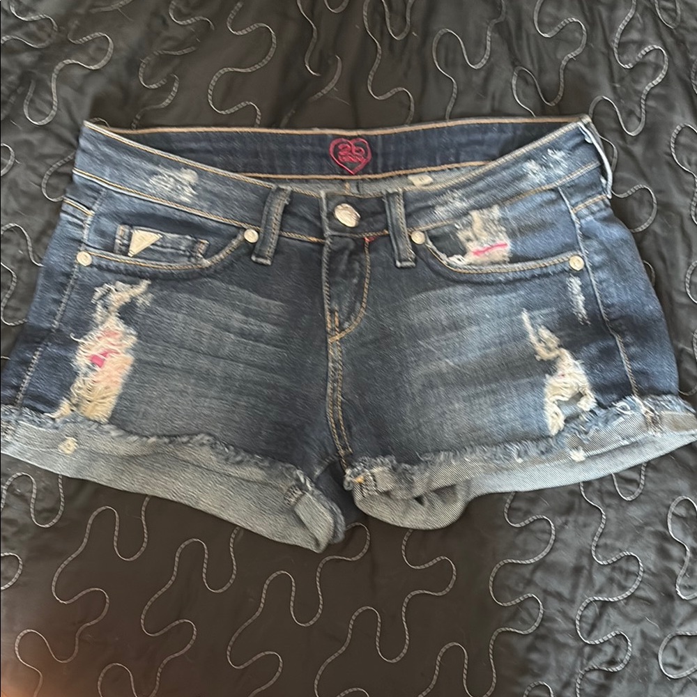 2B Bebe Blue Jean Shorts Distressed Style
